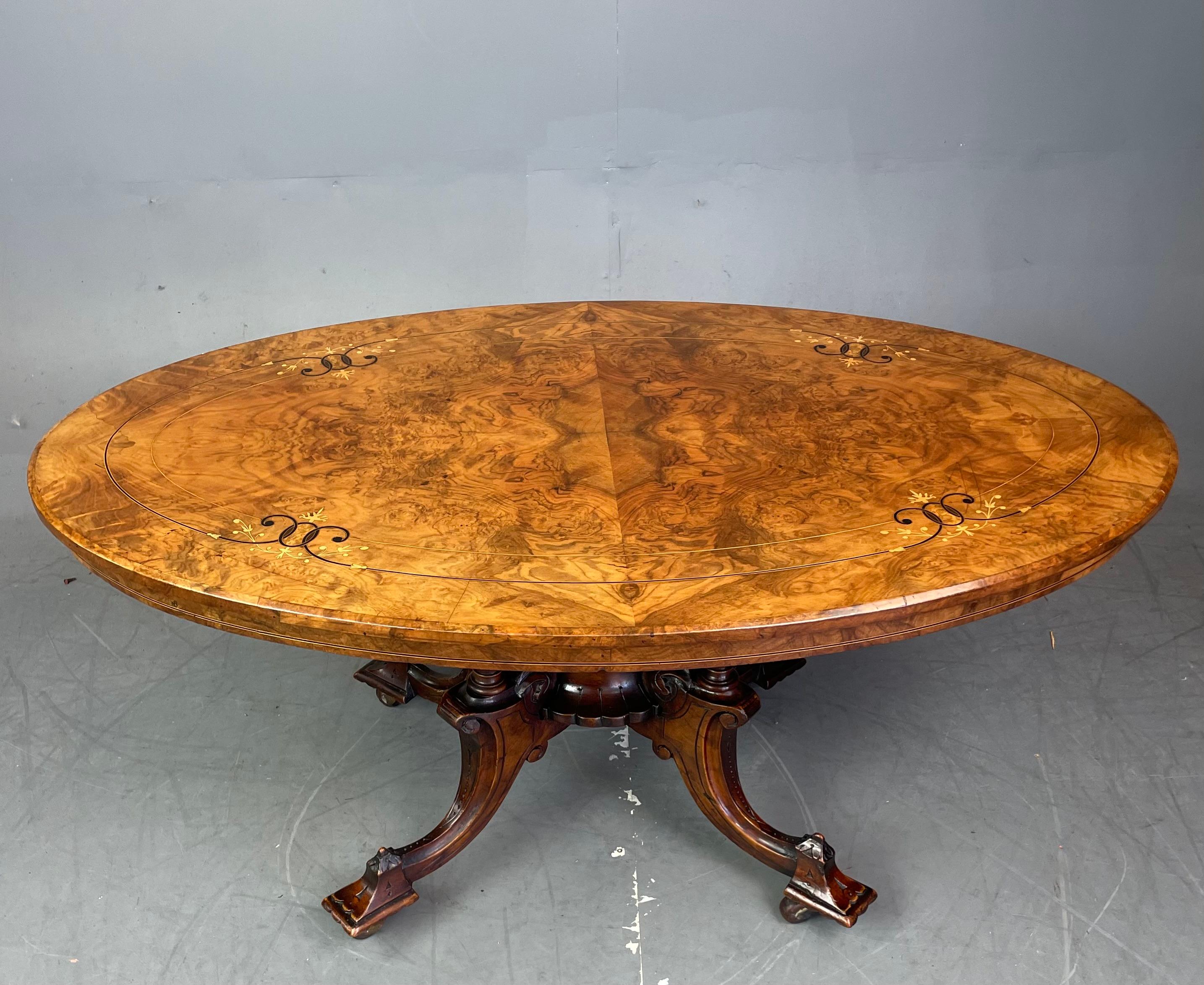 Fine quality mid Victorian coffee table circa 1870 .
The coffee table has a wonderful inlaid burr walnut top that is a great colour and has a good grain .
Very good condition with no splits or marks ,it has been professionally cleaned and waxed