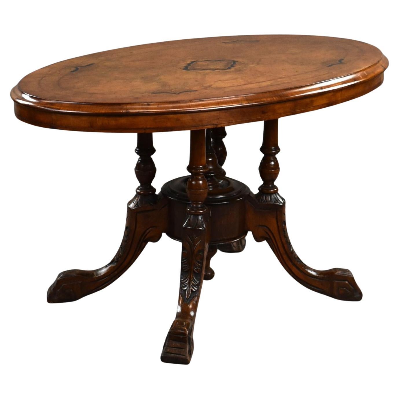 Victorian Burr Walnut Inlaid Coffee Table For Sale