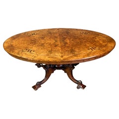 Victorian burr walnut inlaid coffee table 
