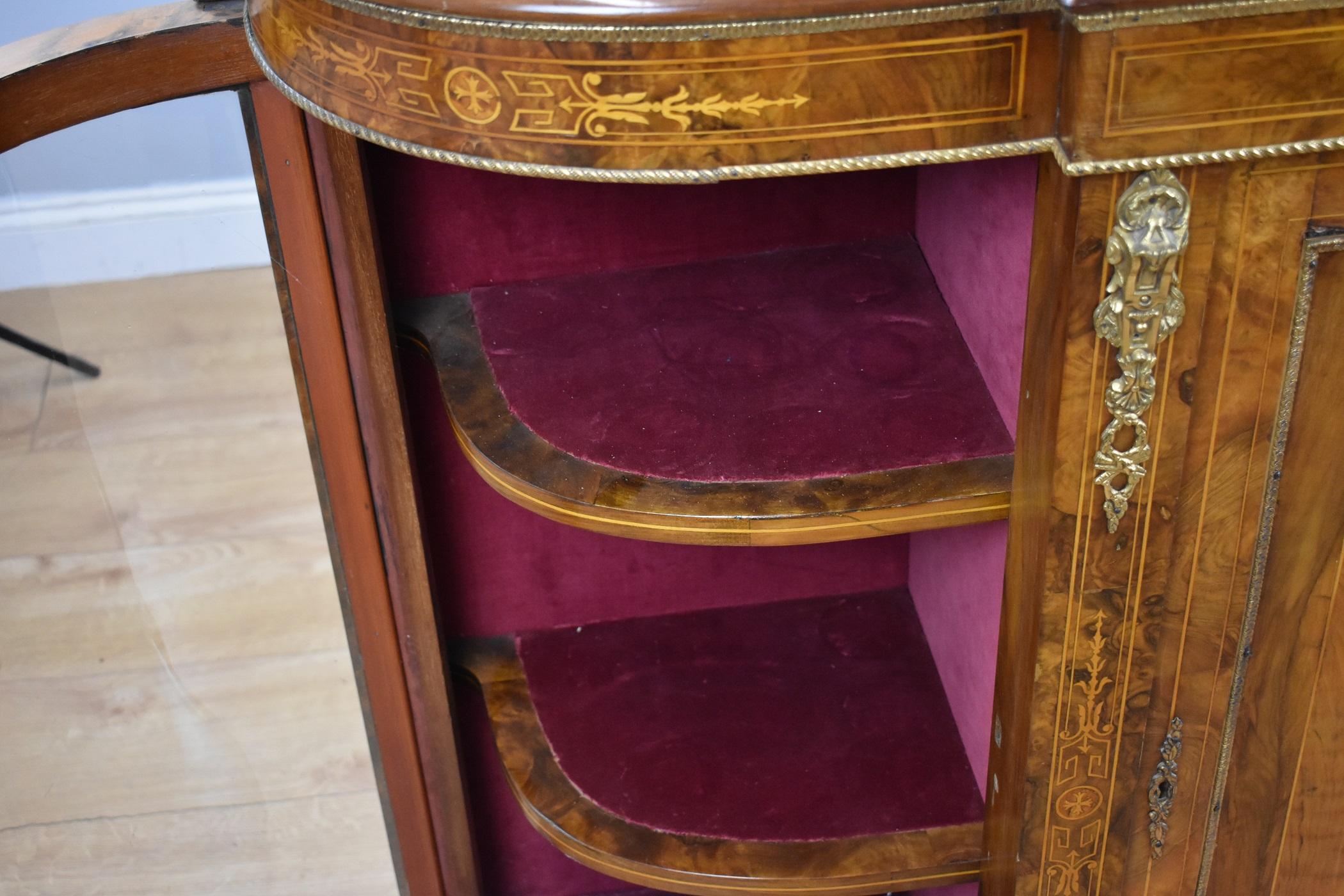 Victorian Burr Walnut Inlaid Credenza 6