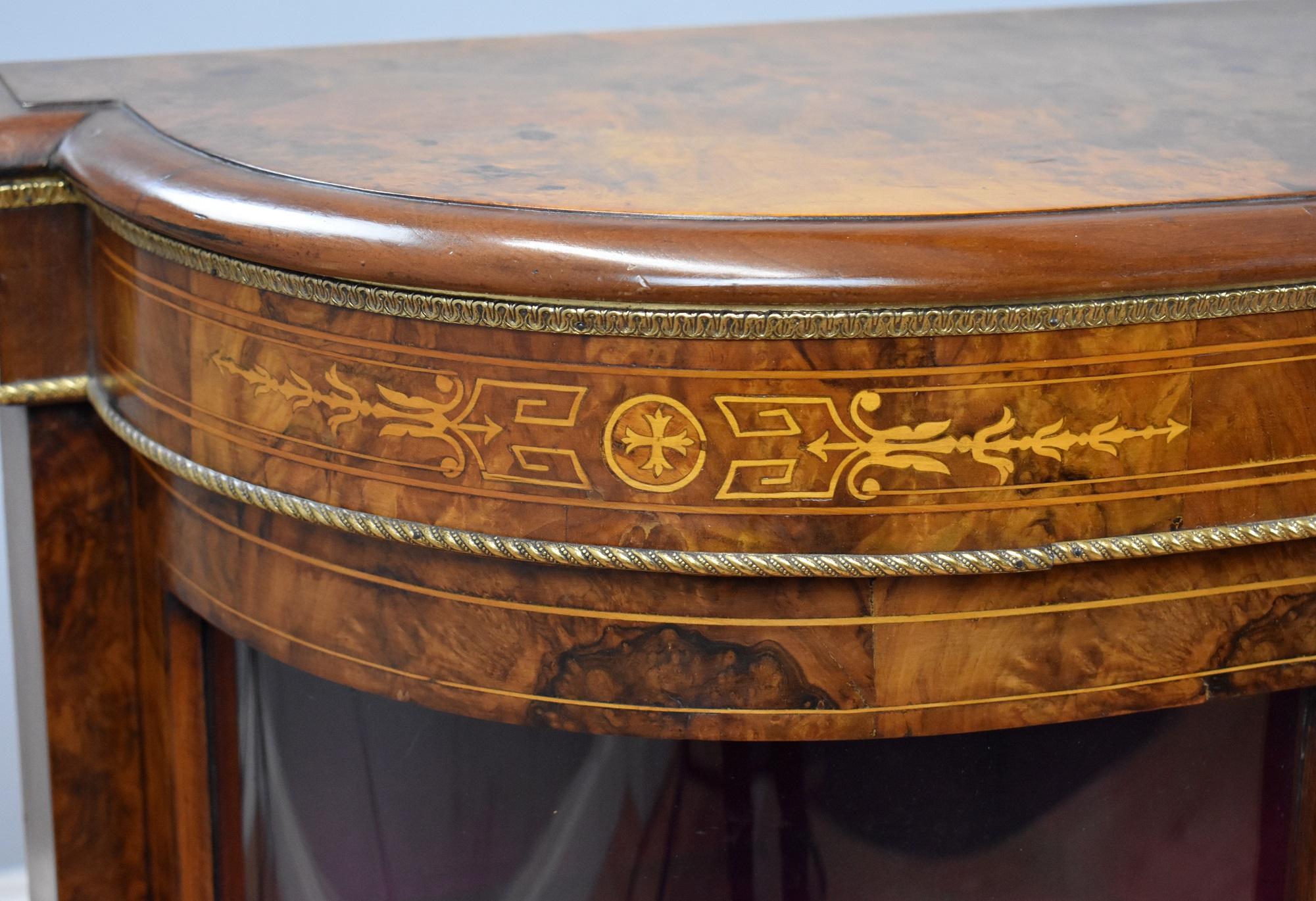 Victorian Burr Walnut Inlaid Credenza 1