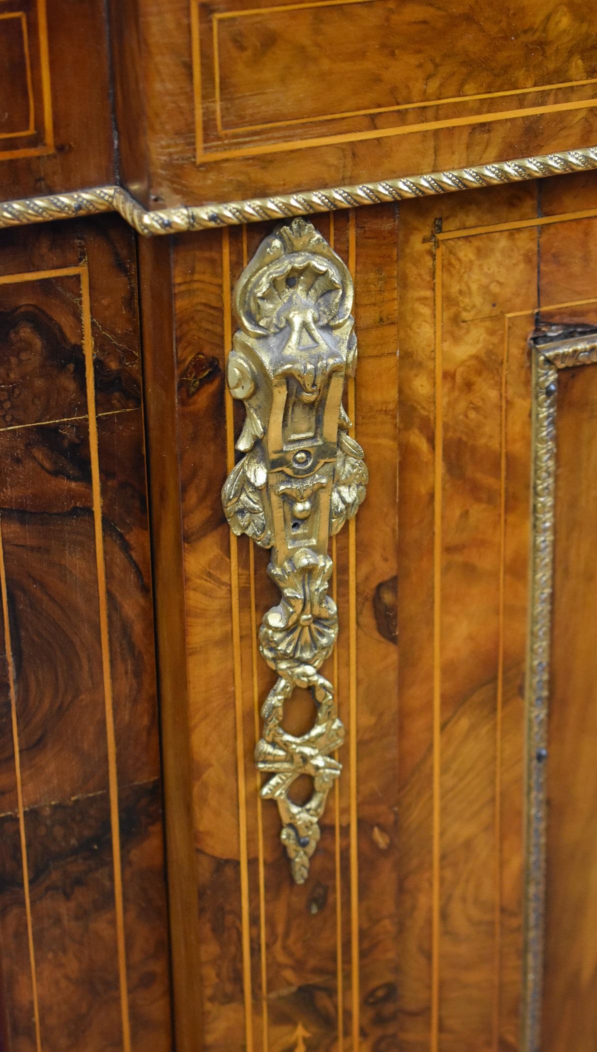 Victorian Burr Walnut Inlaid Credenza 2