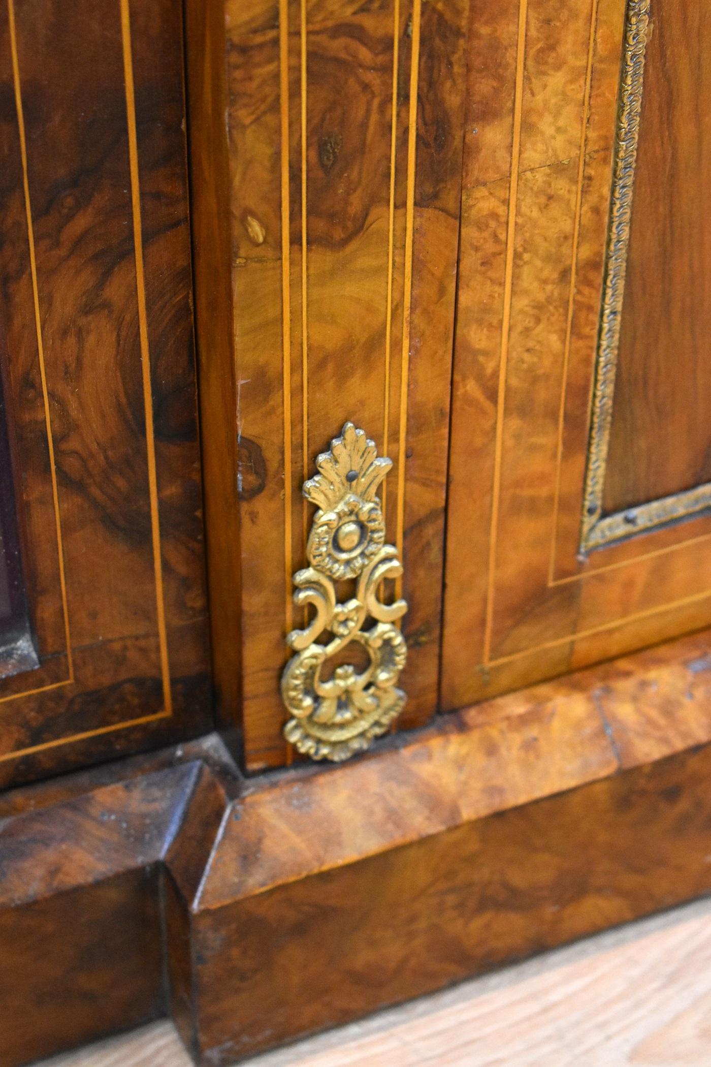 Victorian Burr Walnut Inlaid Credenza 3