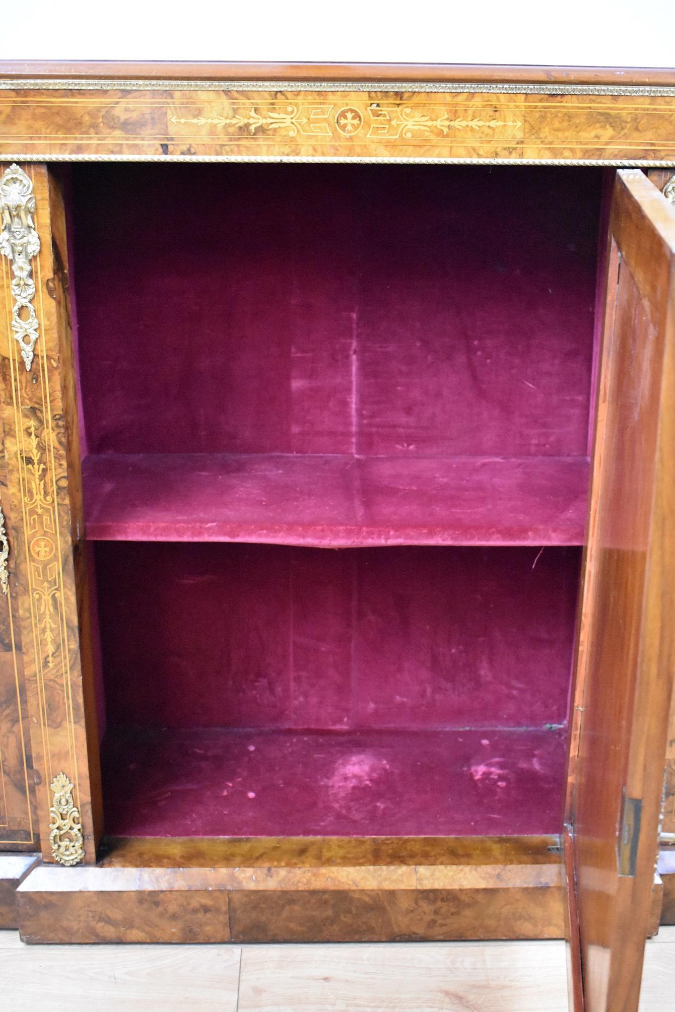 Victorian Burr Walnut Inlaid Credenza 5