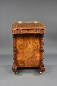 Victorian Burr Walnut Inlaid Davenport