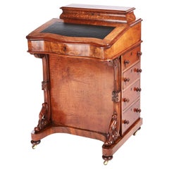 Antique Victorian Burr Walnut Inlaid Davenport