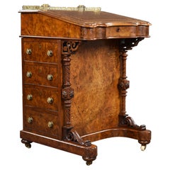 Victorian Burr Walnut Inlaid Davenport