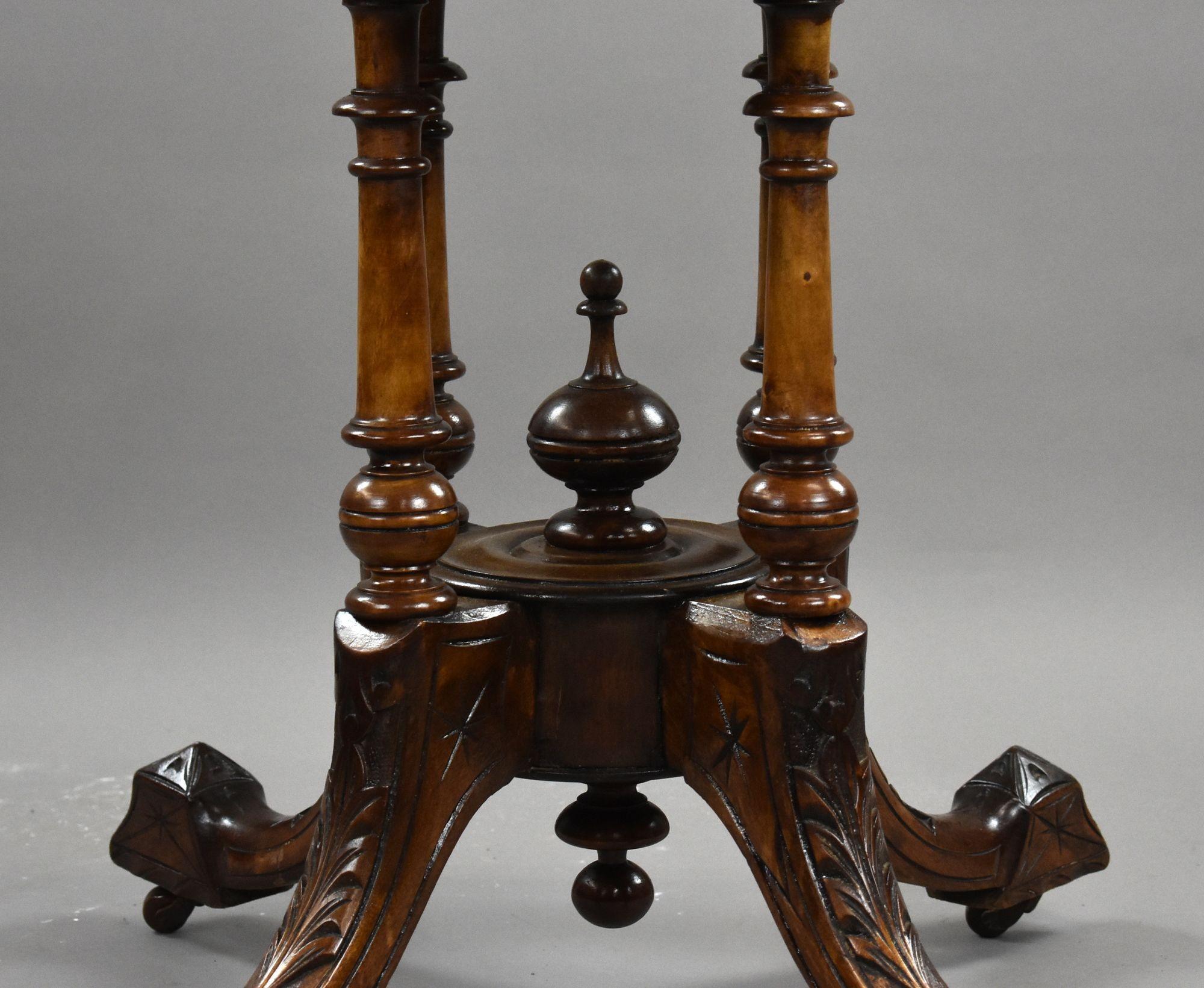 Victorian Burr Walnut Inlaid Loo Table For Sale 2