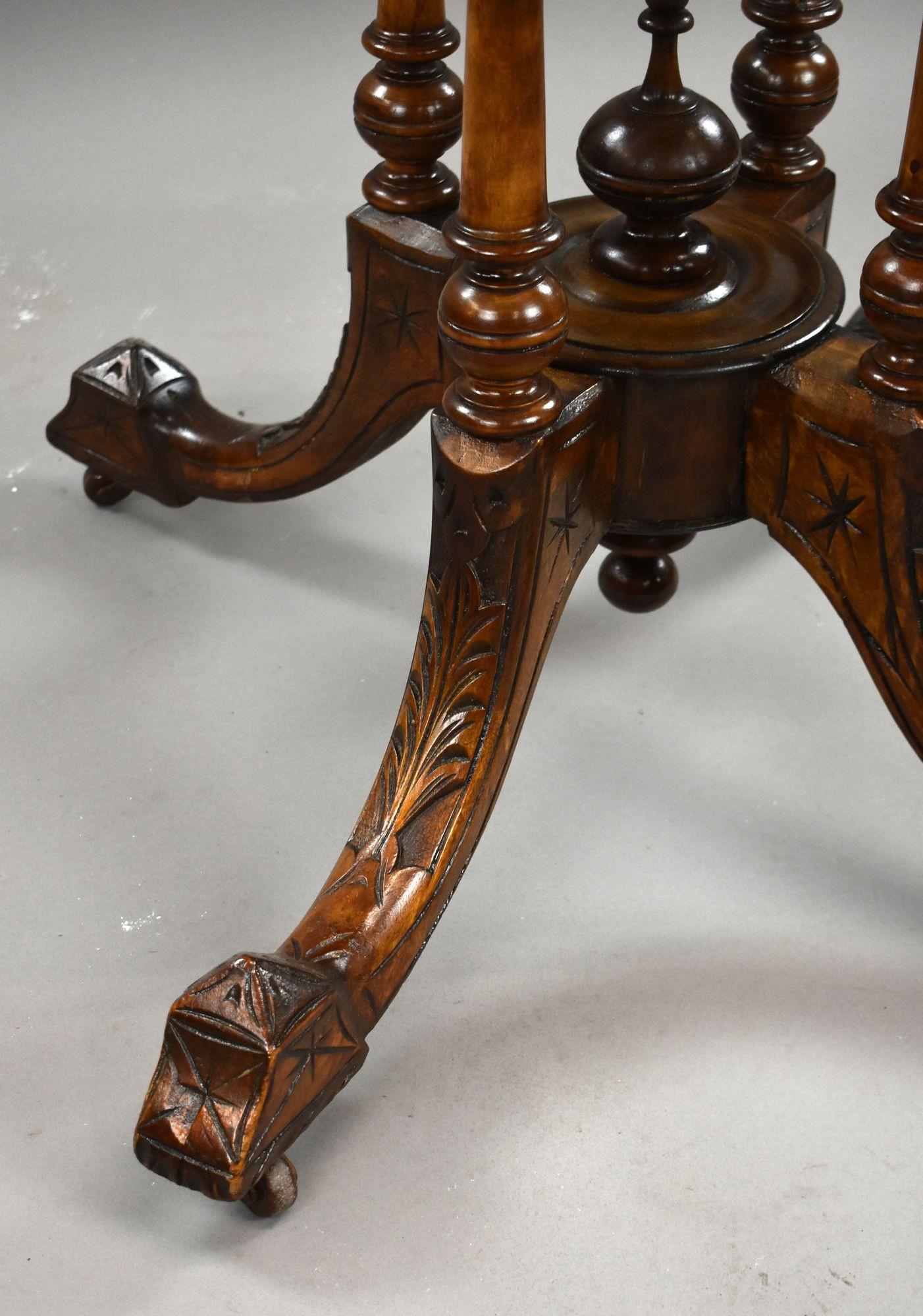 Victorian Burr Walnut Inlaid Loo Table For Sale 3