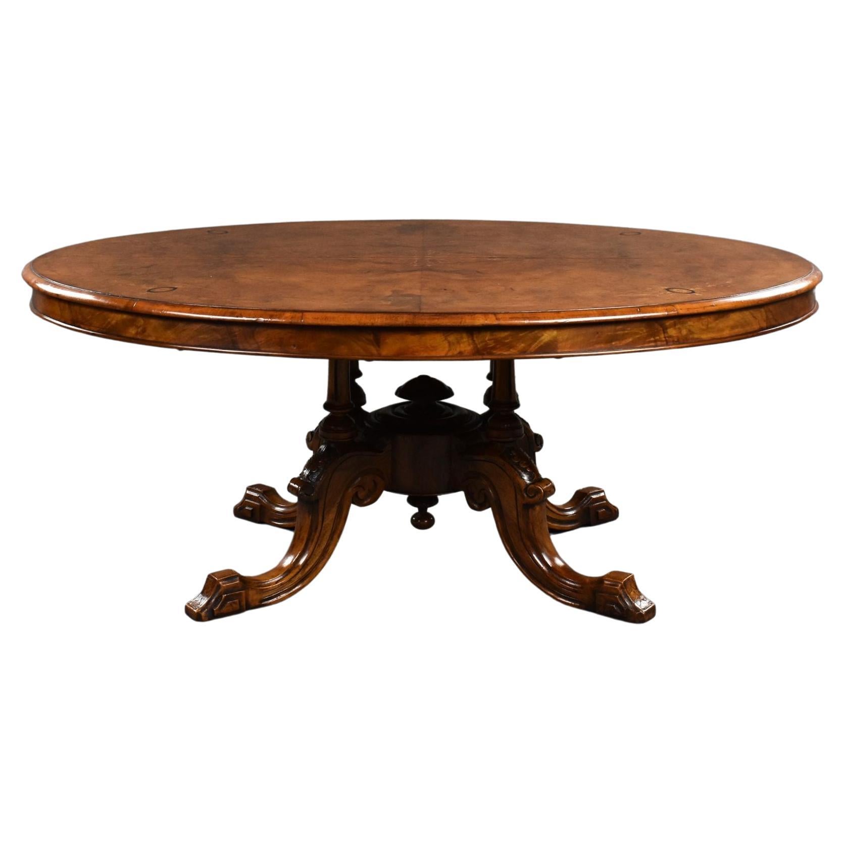 Victorian Burr Walnut Inlaid Oval Coffee Table