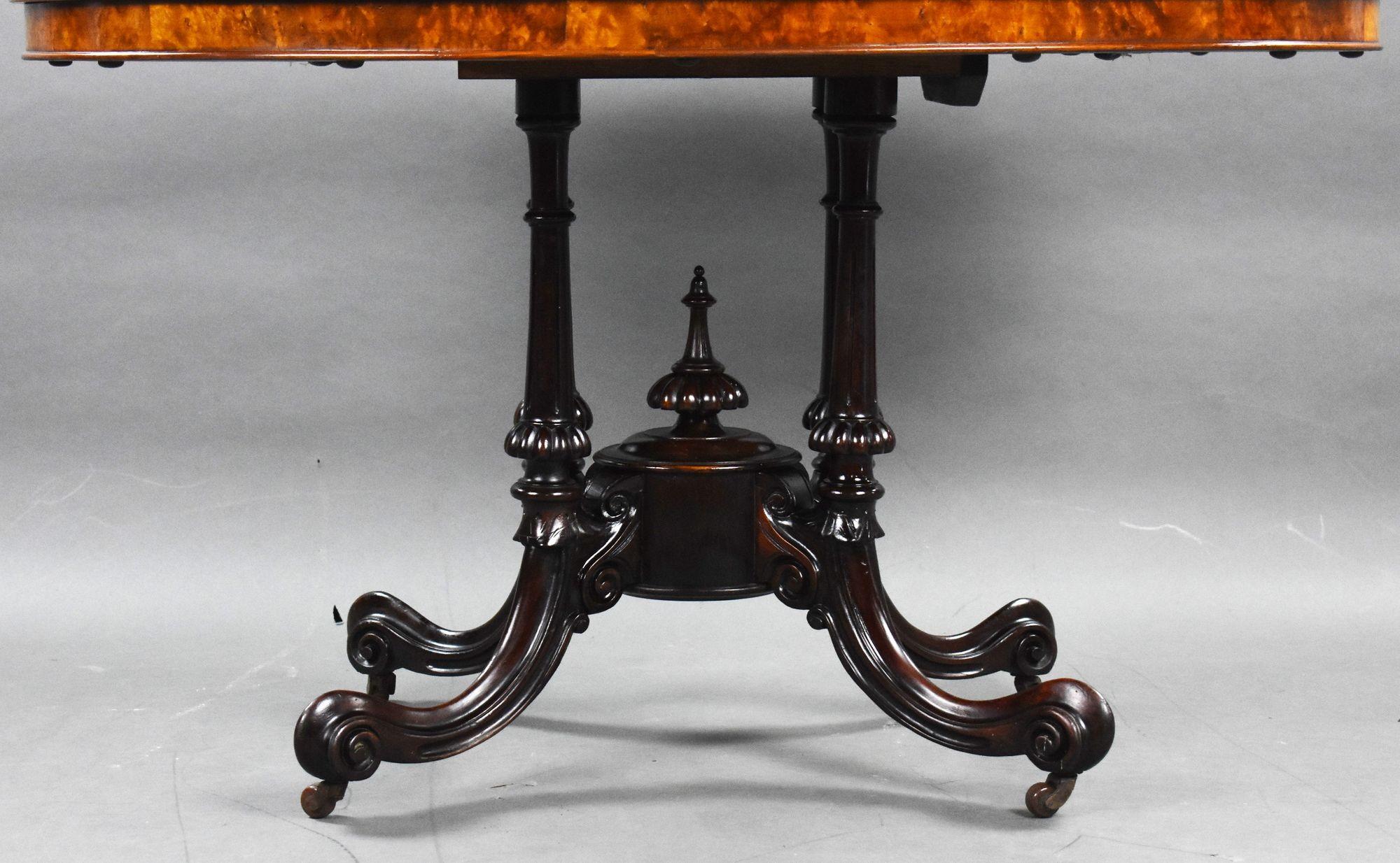 Victorian Burr Walnut Inlaid Oval Loo Table 1