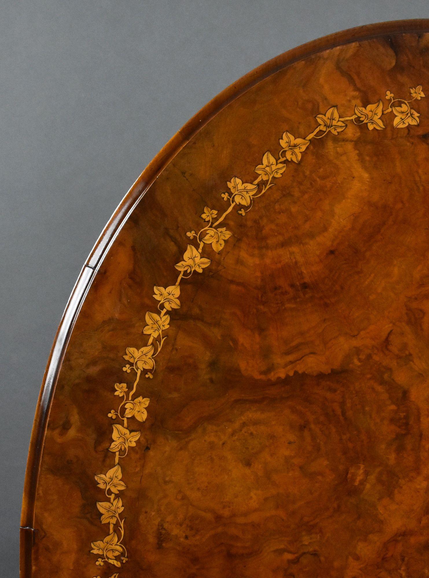 Victorian Burr Walnut Inlaid Oval Loo Table 2