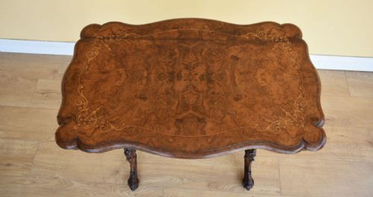 Victorian Burr Walnut Inlaid Table For Sale 6