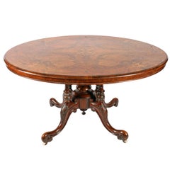 19th Century Victorian Burr Walnut Inlaid Dining o rCentre Table