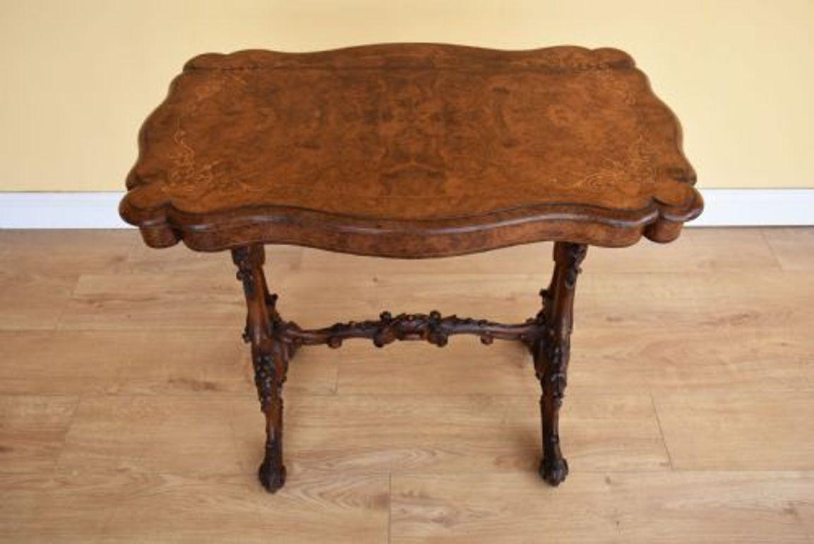 19th Century Victorian Burr Walnut Inlaid Table For Sale