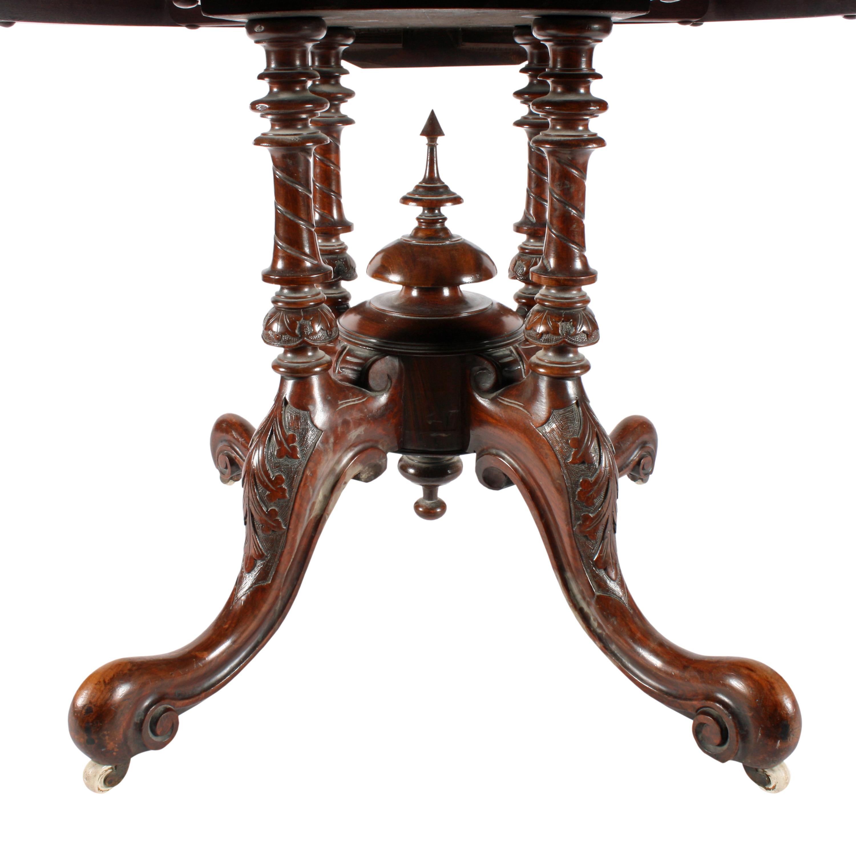 19th Century Victorian Burr Walnut Inlaid Dining o rCentre Table  For Sale 1
