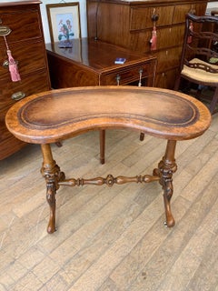 Victorian Burr Walnut Kidney Writing Table