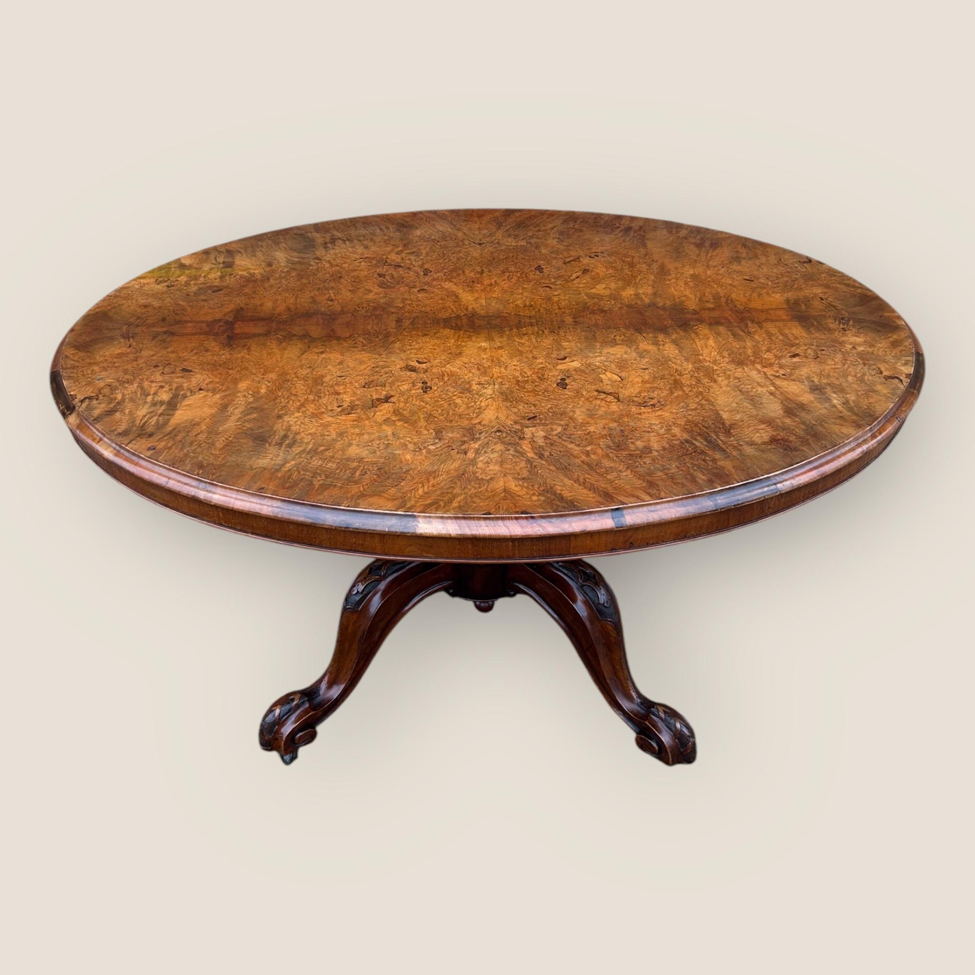 19th Century Victorian Burr Walnut Loo Table For Sale