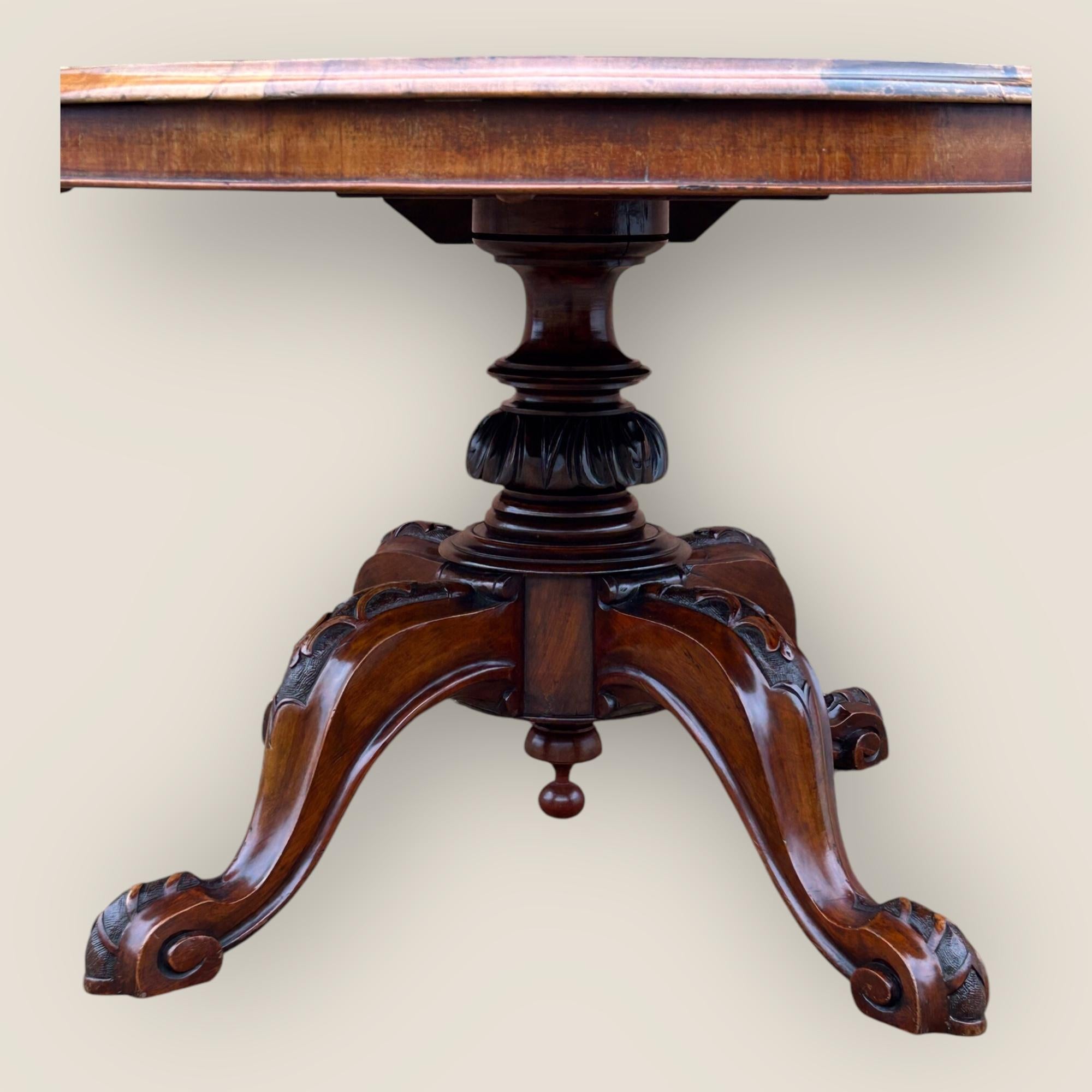 Victorian Burr Walnut Loo Table For Sale 2