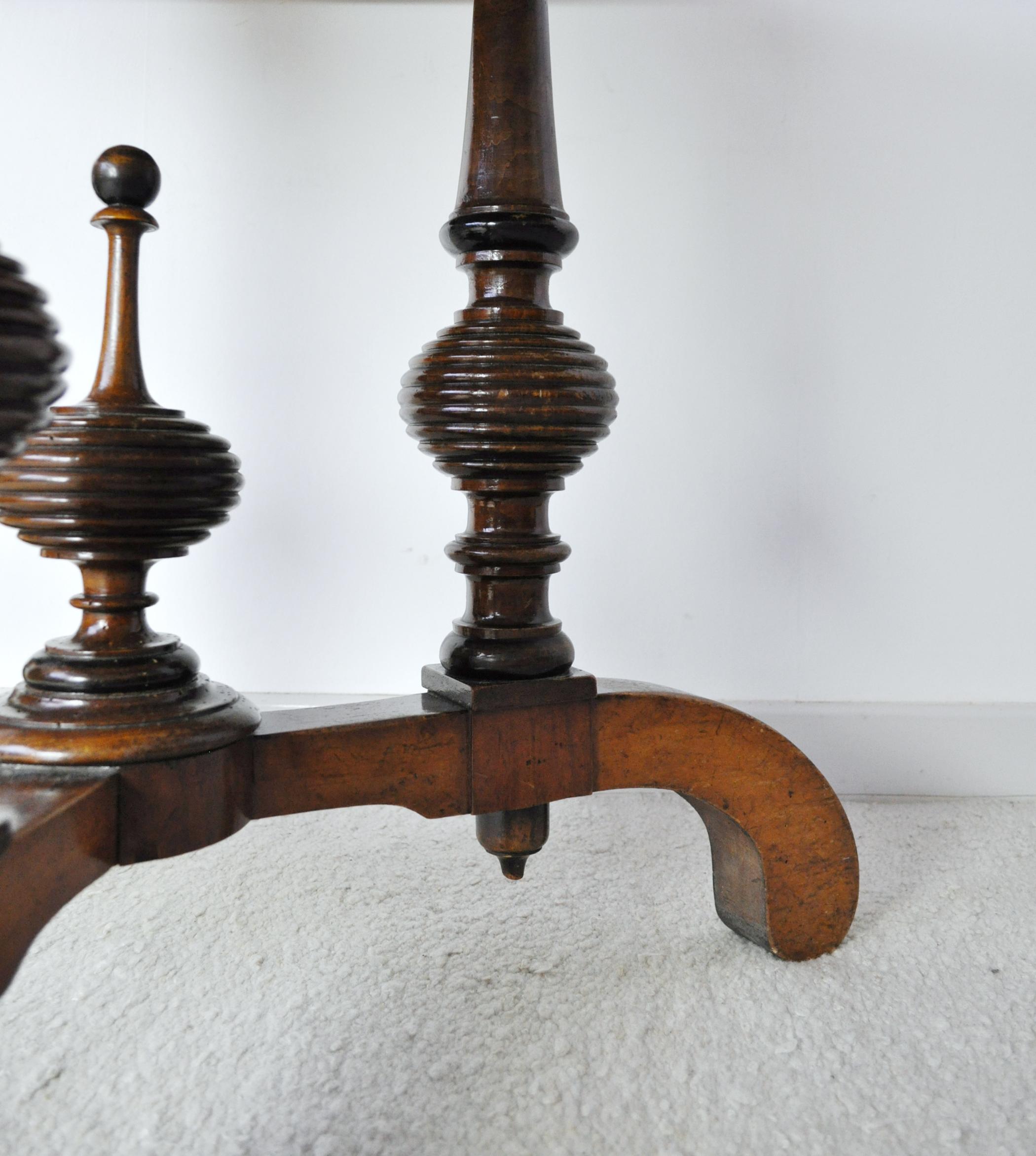 Victorian Burr Walnut, Mahogany and Ebony Circular Centre Table For Sale 6