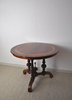 Victorian Burr Walnut, Mahogany and Ebony Circular Centre Table