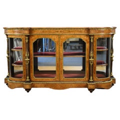 Antique Victorian Burr Walnut & Marquetry Credenza