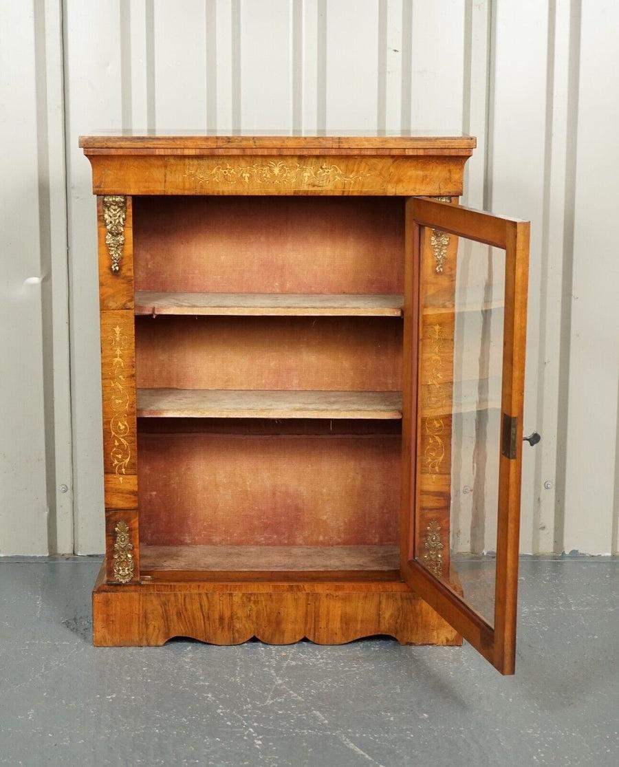 Victorian Burr Walnut Marquetry Pier Glazed Cabinet with Ormolu Mounts, 1880s In Good Condition For Sale In Pulborough, GB