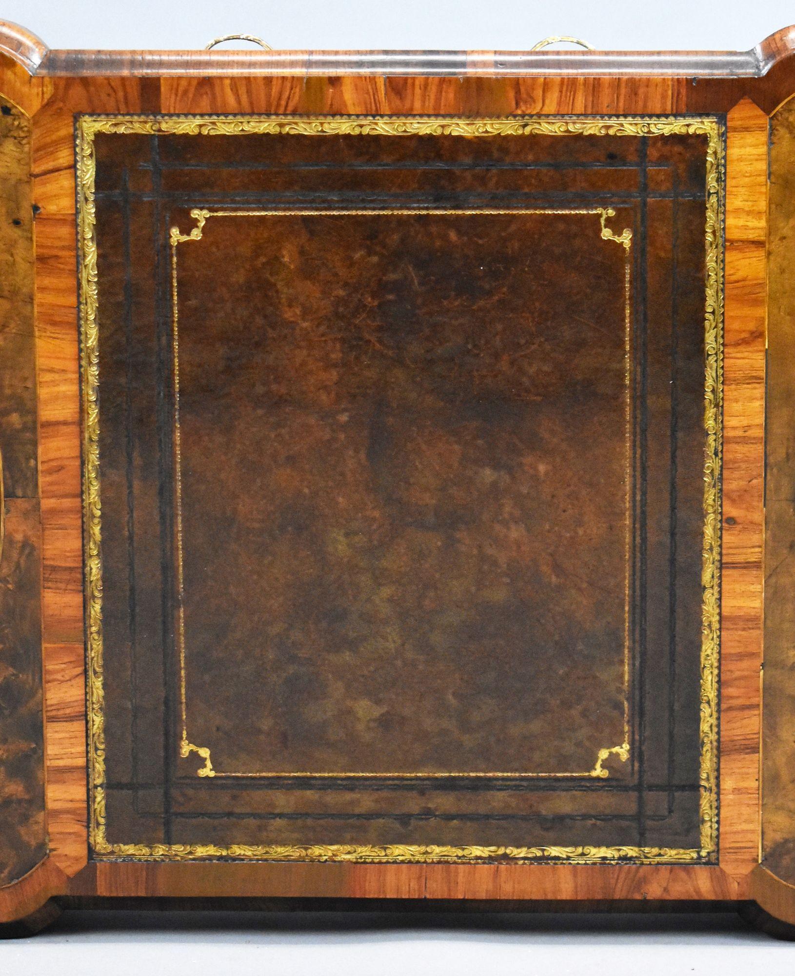 Victorian Burr Walnut & Marquetry Writing Table in vendita 4