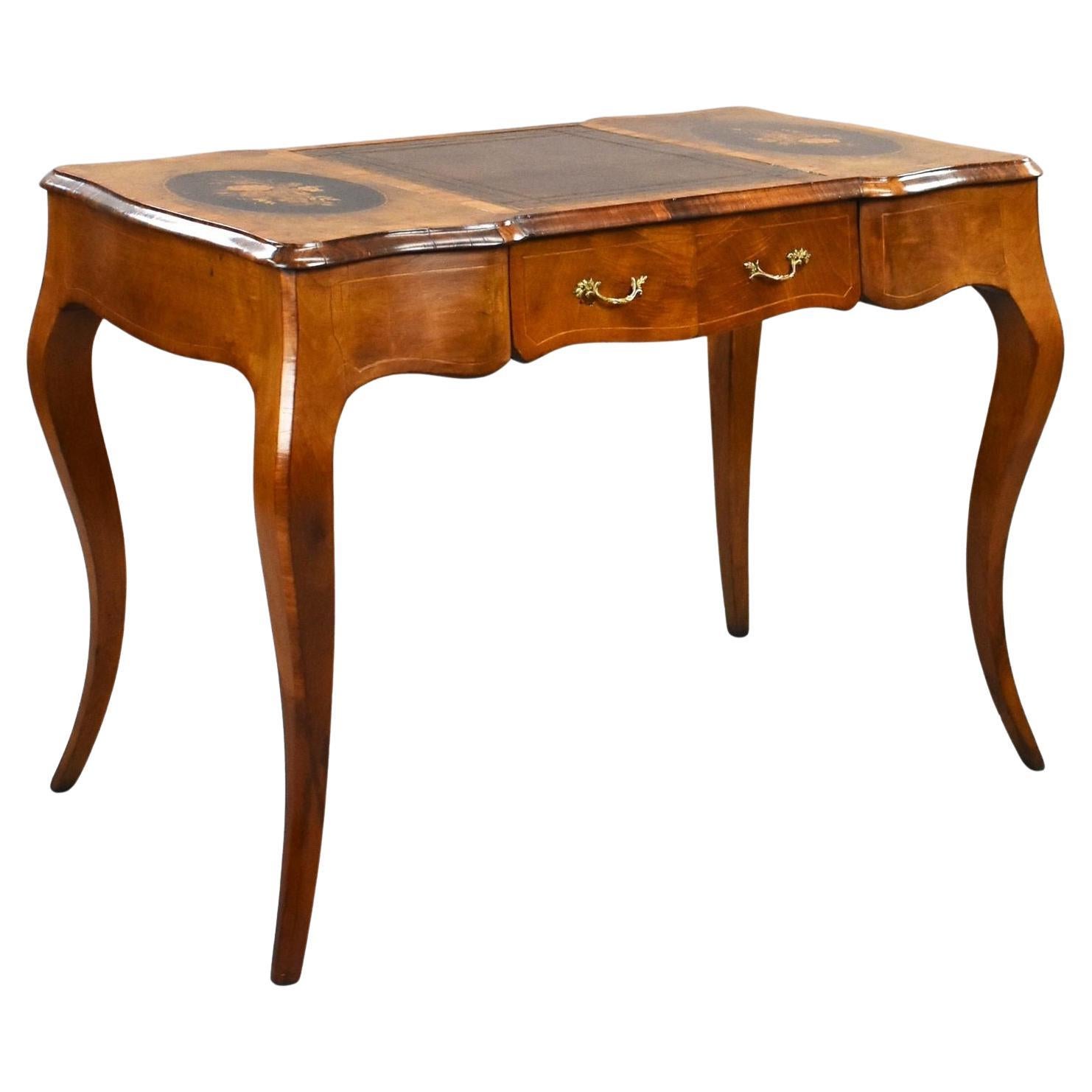 Victorian Burr Walnut & Marquetry Writing Table