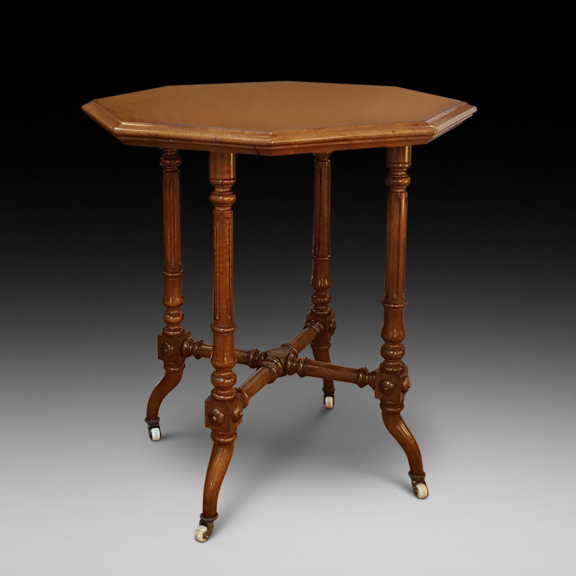 English Victorian Burr Walnut Occasional Lamp Table For Sale
