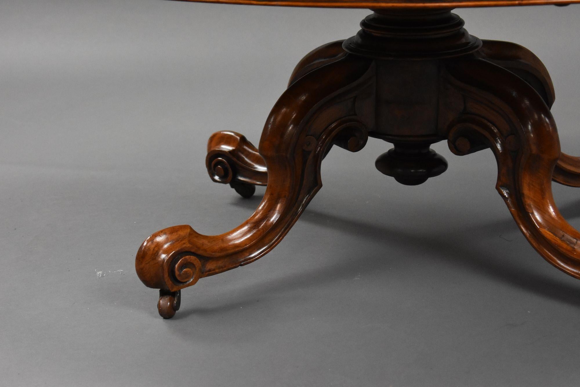 English Victorian Burr Walnut Oval Coffee Table