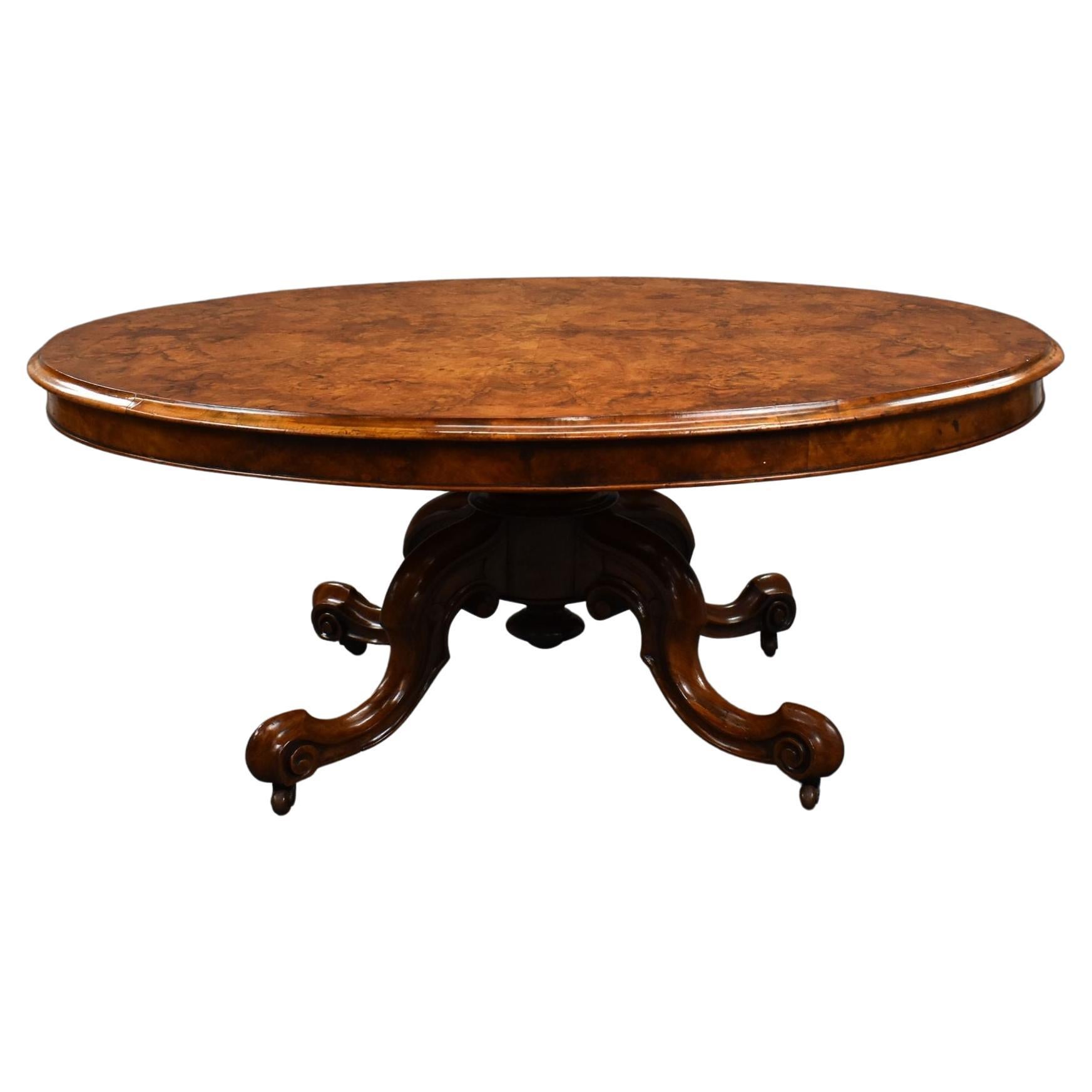 Victorian Burr Walnut Oval Coffee Table