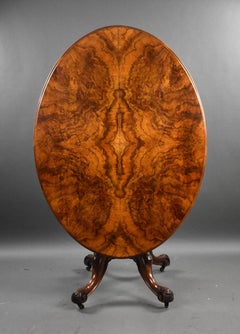 Victorian Burr Walnut Oval Loo Table