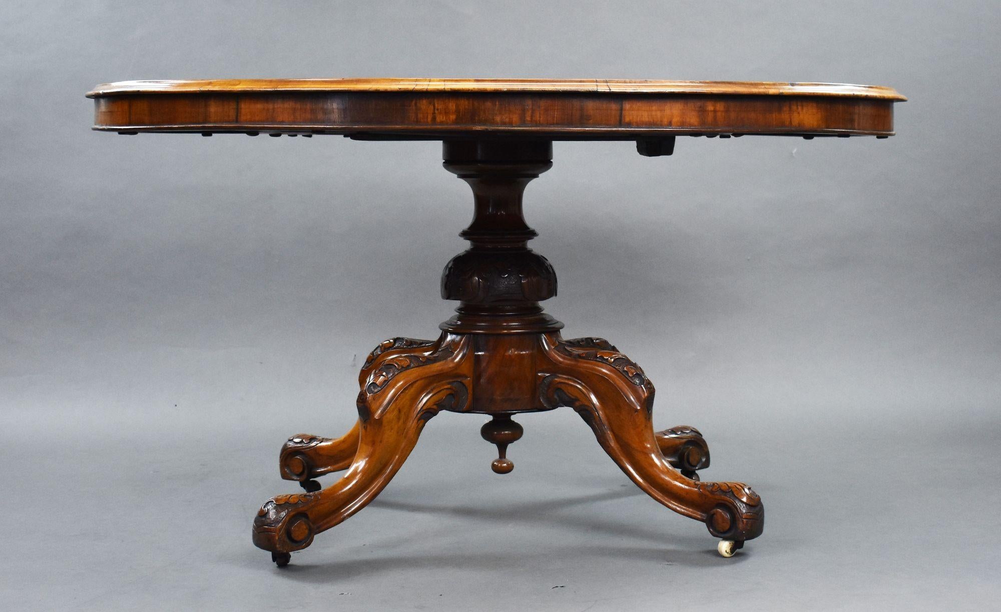 19th Century Victorian Burr Walnut Oval Loo Table