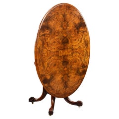 Antique Victorian Burr Walnut Oval Loo Table