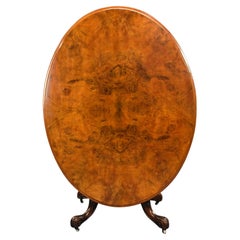Victorian Burr Walnut Oval Loo Table
