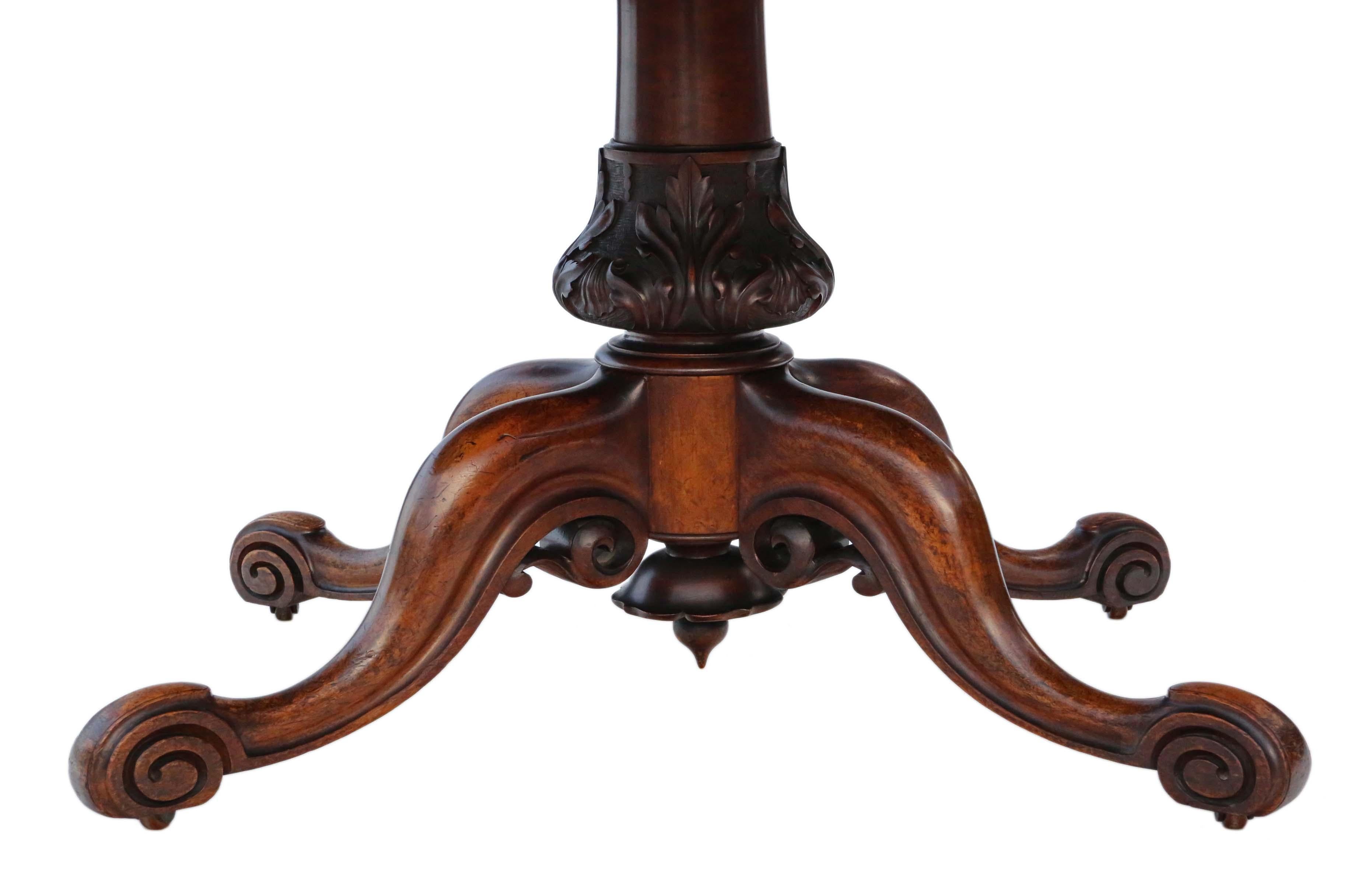 Antique quality Victorian Burr Walnut Oval Loo Tilt-Top Table 19th Century 1