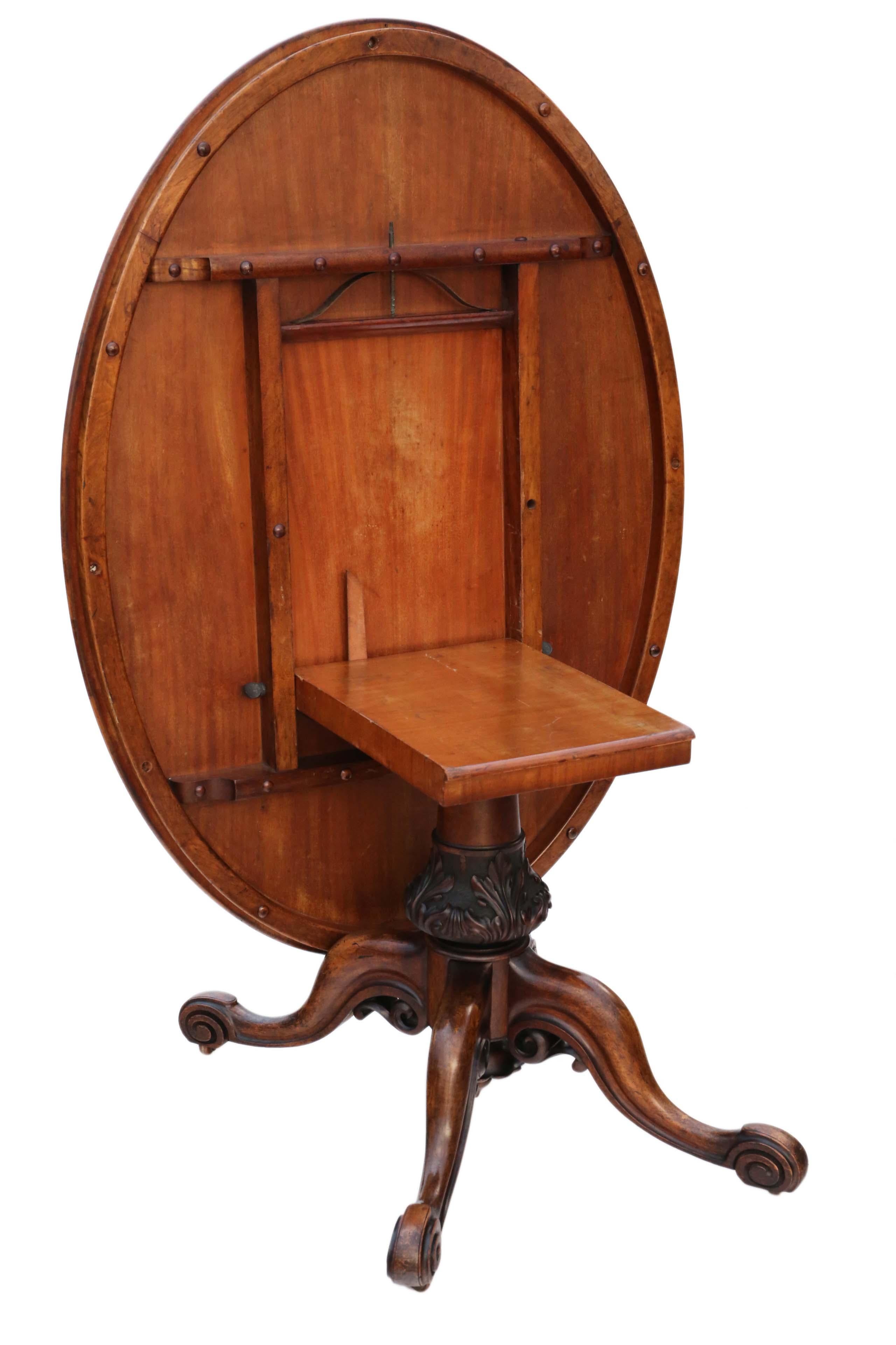 Antique quality Victorian Burr Walnut Oval Loo Tilt-Top Table 19th Century 6
