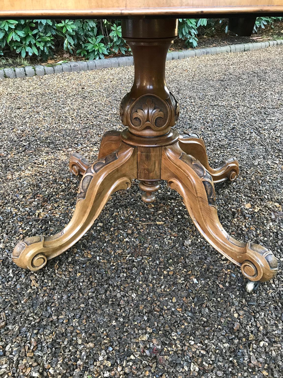 Hand-Crafted Victorian Burr Walnut Oval Tilt-Top Breakfast Table