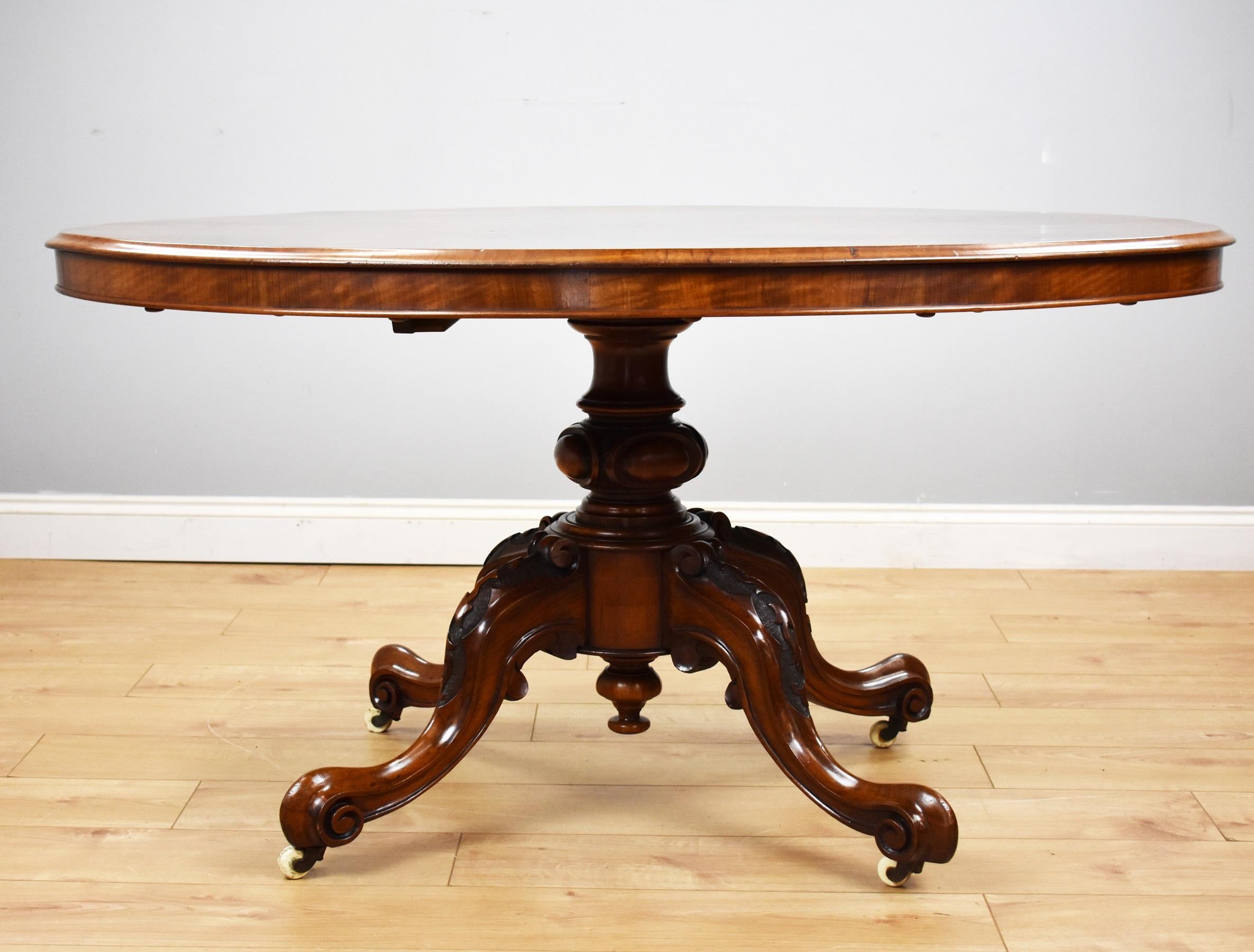 Late Victorian Victorian Burr Walnut Oval Tilt Top Table