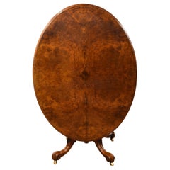 Victorian Burr Walnut Oval Tilt Top Table
