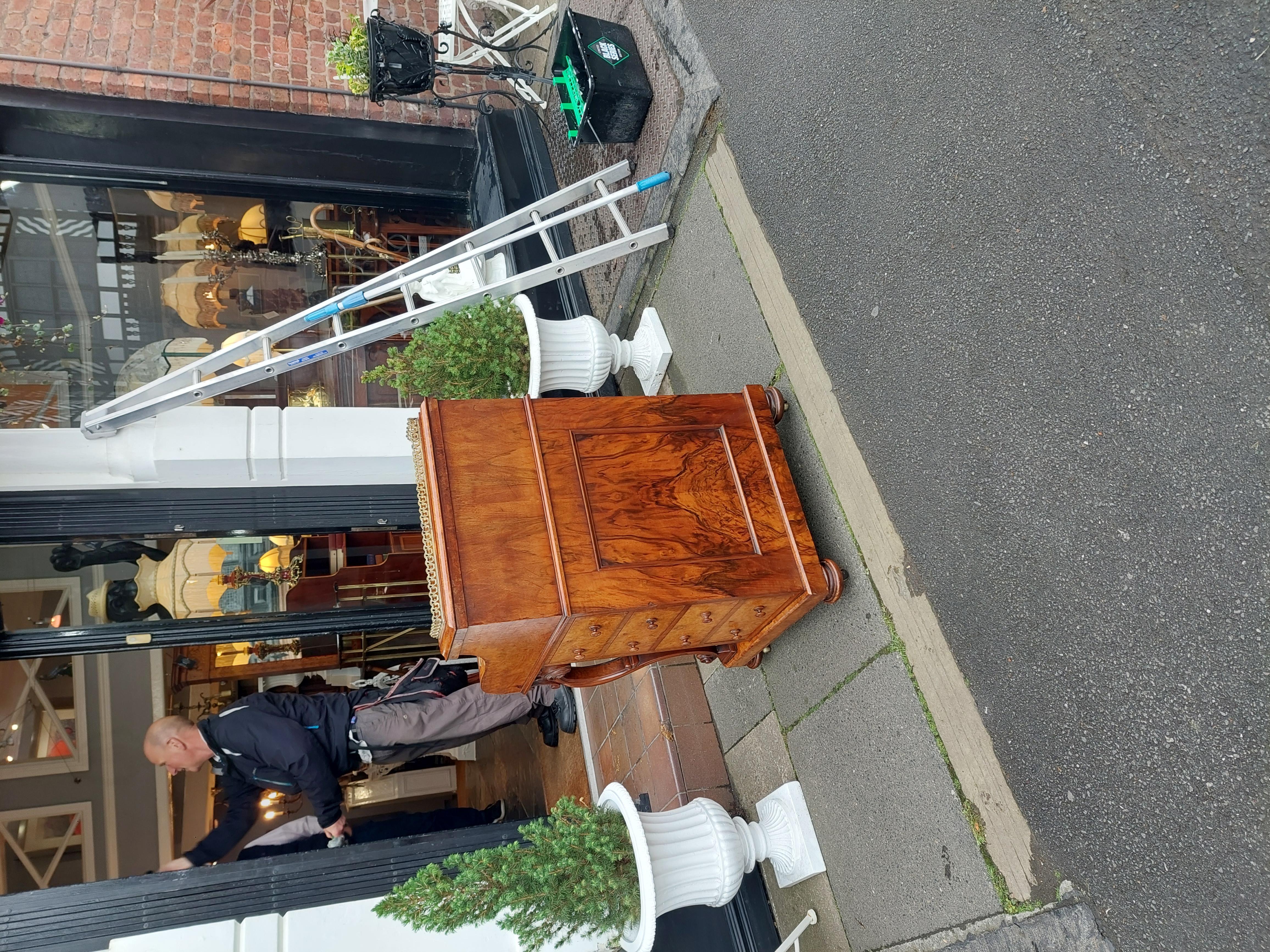 Victorian Burr Walnut Piano Top Pop Up Davenport For Sale 7