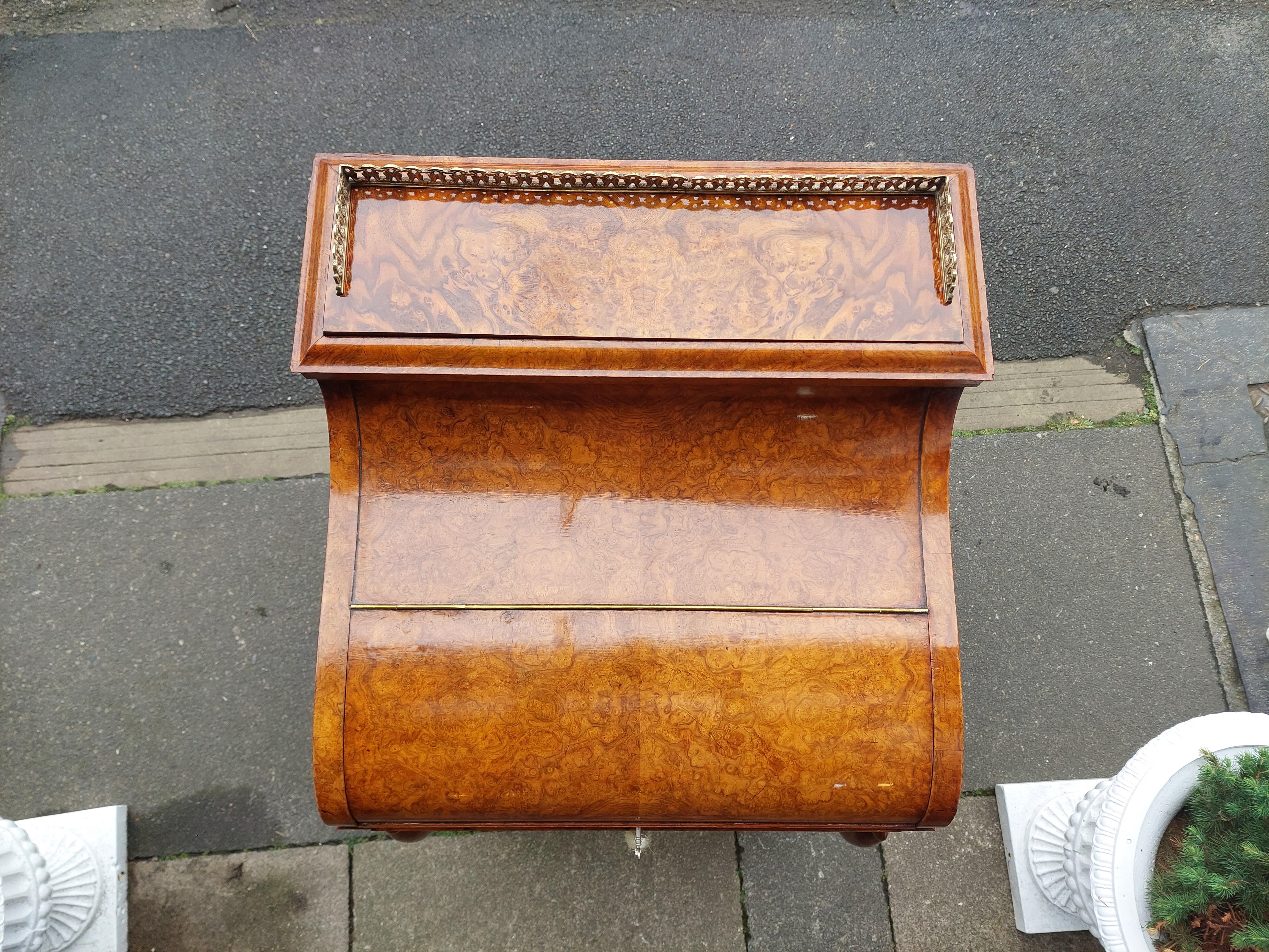 Victorian Burr Walnut Piano Top Pop Up Davenport For Sale 8