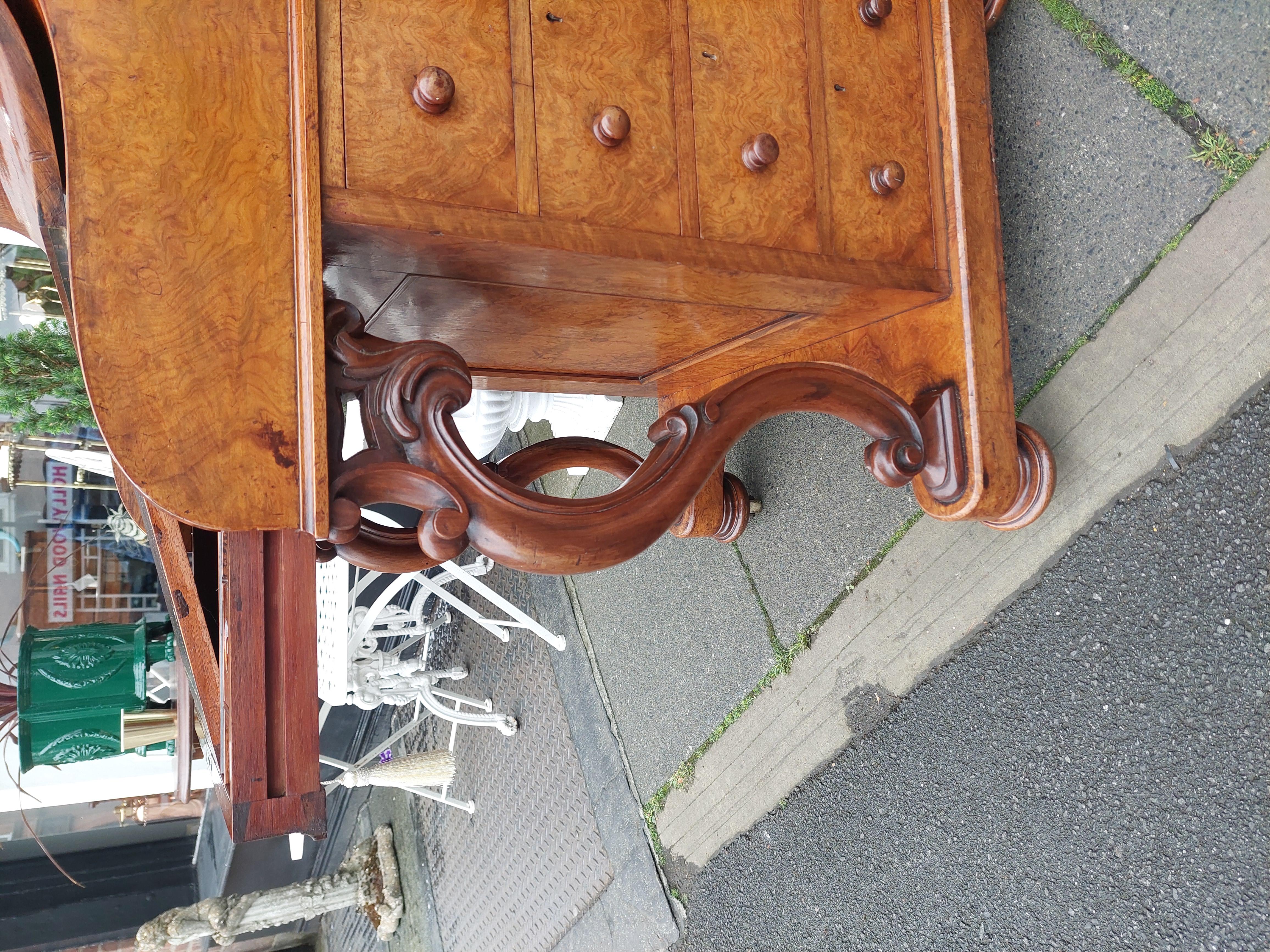 Late 19th Century Victorian Burr Walnut Piano Top Pop Up Davenport For Sale