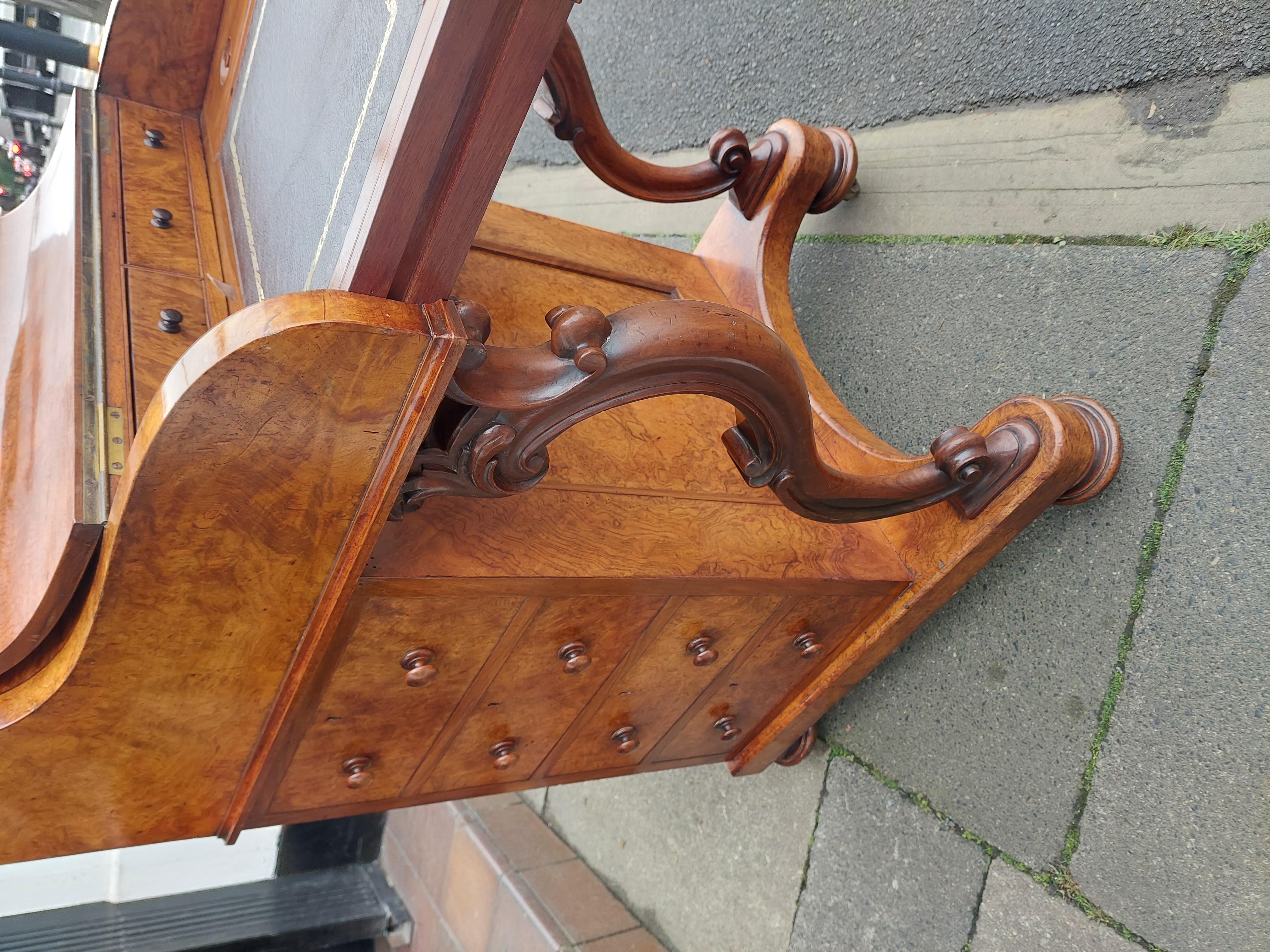 Victorian Burr Walnut Piano Top Pop Up Davenport For Sale 3