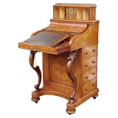 Victorian Burr Walnut Piano Top Pop Up Davenport
