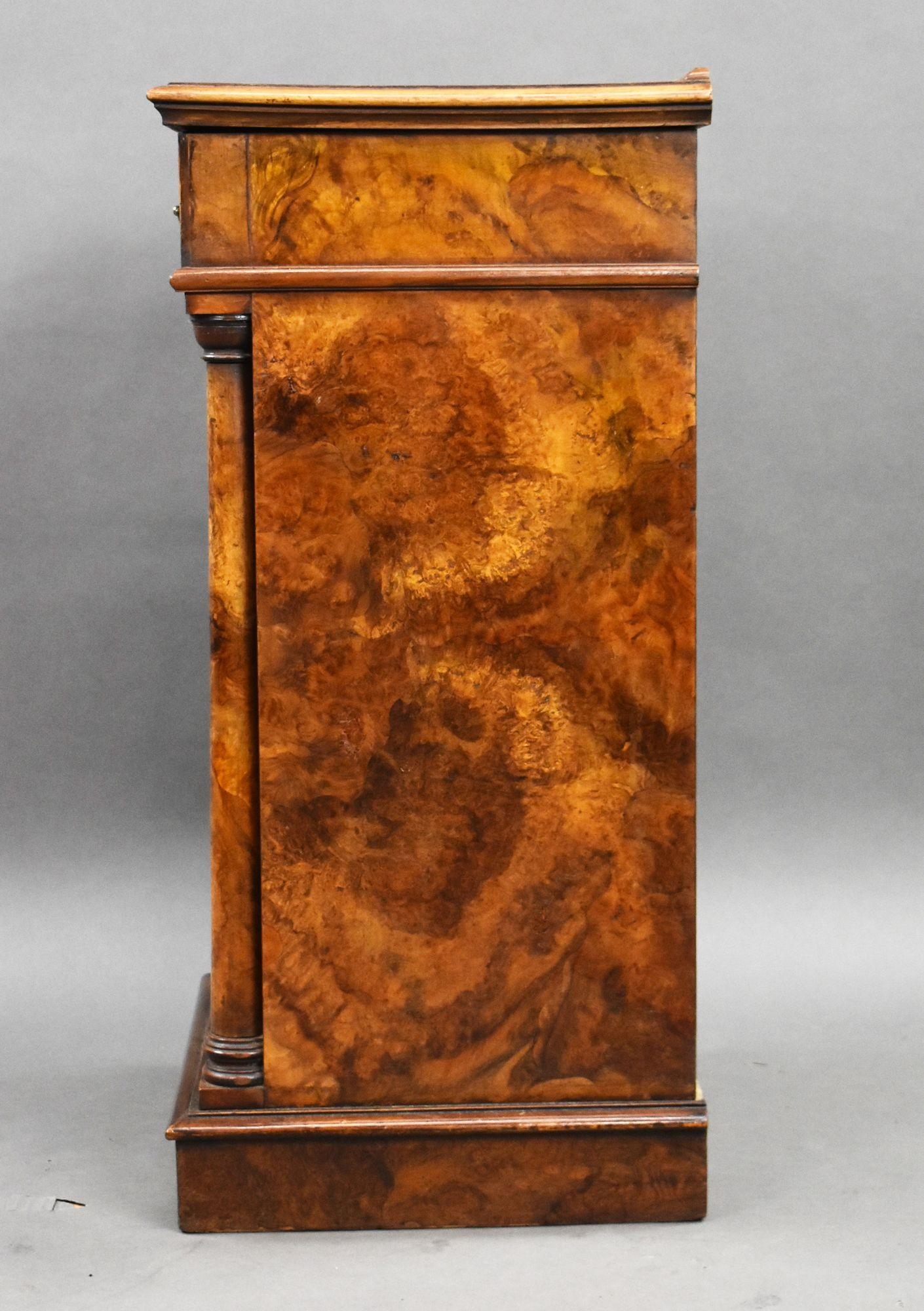 English Victorian Burr Walnut Pot Cupboard For Sale