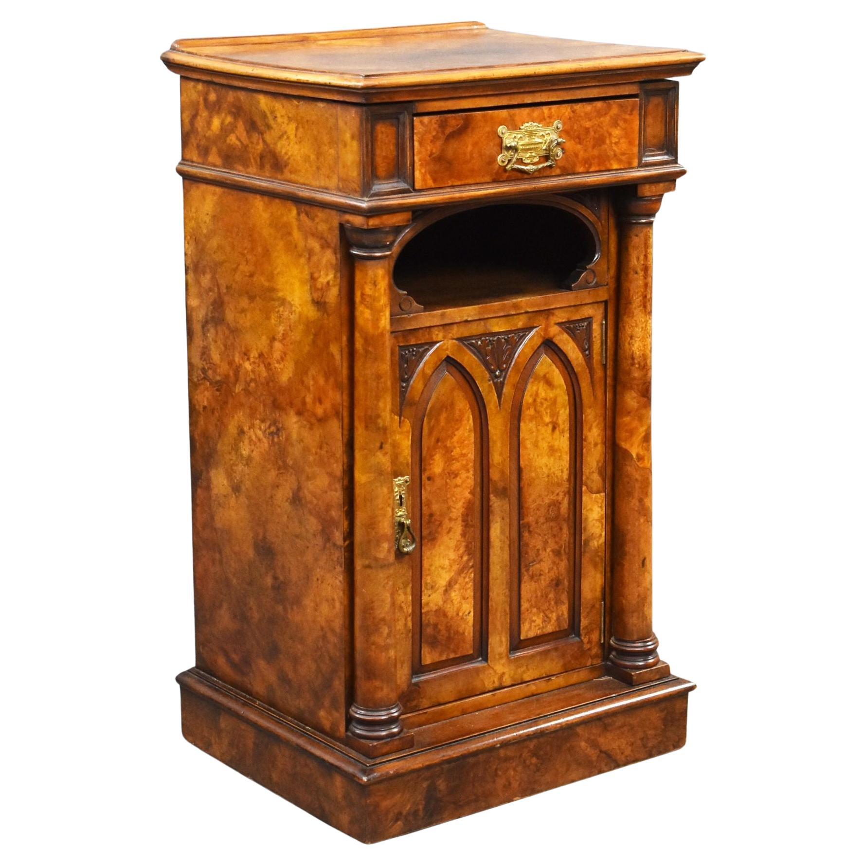 Victorian Burr Walnut Pot Cupboard For Sale