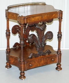 Victorian Burr Walnut Prince of Wales Writing Table Desk Oxblood Leather