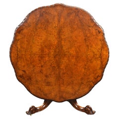 Victorian Burr Walnut Round Breakfast Table by T. Wilson